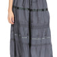 Sakkas Solid Embroidered Gypsy / Bohemian Mid Length Cotton Skirt