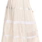 Sakkas Solid Embroidered Gypsy / Bohemian Mid Length Cotton Skirt