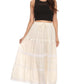 Sakkas Solid Embroidered Gypsy / Bohemian Mid Length Cotton Skirt