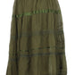 Sakkas Solid Embroidered Gypsy / Bohemian Mid Length Cotton Skirt