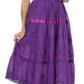 Sakkas Solid Embroidered Gypsy / Bohemian Mid Length Cotton Skirt