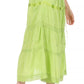 Sakkas Solid Embroidered Gypsy / Bohemian Mid Length Cotton Skirt