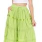 Sakkas Solid Embroidered Gypsy / Bohemian Mid Length Cotton Skirt