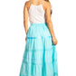 Sakkas Solid Embroidered Gypsy / Bohemian Mid Length Cotton Skirt