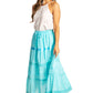 Sakkas Solid Embroidered Gypsy / Bohemian Mid Length Cotton Skirt