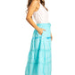 Sakkas Solid Embroidered Gypsy / Bohemian Mid Length Cotton Skirt