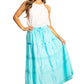 Sakkas Solid Embroidered Gypsy / Bohemian Mid Length Cotton Skirt