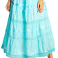 Sakkas Solid Embroidered Gypsy / Bohemian Mid Length Cotton Skirt