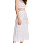 Sakkas Solid Embroidered Gypsy / Bohemian Mid Length Cotton Skirt