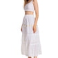 Sakkas Solid Embroidered Gypsy / Bohemian Mid Length Cotton Skirt