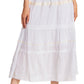 Sakkas Solid Embroidered Gypsy / Bohemian Mid Length Cotton Skirt