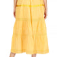 Sakkas Solid Embroidered Gypsy / Bohemian Mid Length Cotton Skirt