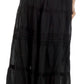Sakkas Solid Embroidered Crochet Lace Trim Gypsy Bohemian Mid Length Cotton Skirt