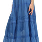Sakkas Solid Embroidered Crochet Lace Trim Gypsy Bohemian Mid Length Cotton Skirt