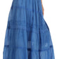 Sakkas Solid Embroidered Crochet Lace Trim Gypsy Bohemian Mid Length Cotton Skirt