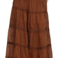Sakkas Solid Embroidered Crochet Lace Trim Gypsy Bohemian Mid Length Cotton Skirt