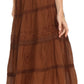Sakkas Solid Embroidered Crochet Lace Trim Gypsy Bohemian Mid Length Cotton Skirt