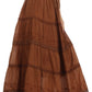 Sakkas Solid Embroidered Crochet Lace Trim Gypsy Bohemian Mid Length Cotton Skirt