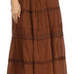 Sakkas Solid Embroidered Crochet Lace Trim Gypsy Bohemian Mid Length Cotton Skirt