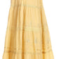 Sakkas Solid Embroidered Crochet Lace Trim Gypsy Bohemian Mid Length Cotton Skirt