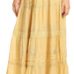 Sakkas Solid Embroidered Crochet Lace Trim Gypsy Bohemian Mid Length Cotton Skirt