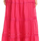Sakkas Solid Embroidered Crochet Lace Trim Gypsy Bohemian Mid Length Cotton Skirt
