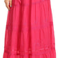 Sakkas Solid Embroidered Crochet Lace Trim Gypsy Bohemian Mid Length Cotton Skirt