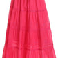Sakkas Solid Embroidered Crochet Lace Trim Gypsy Bohemian Mid Length Cotton Skirt