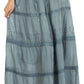 Sakkas Solid Embroidered Crochet Lace Trim Gypsy Bohemian Mid Length Cotton Skirt
