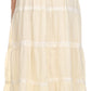 Sakkas Solid Embroidered Crochet Lace Trim Gypsy Bohemian Mid Length Cotton Skirt