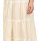 Sakkas Solid Embroidered Crochet Lace Trim Gypsy Bohemian Mid Length Cotton Skirt