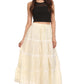 Sakkas Solid Embroidered Crochet Lace Trim Gypsy Bohemian Mid Length Cotton Skirt