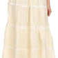 Sakkas Solid Embroidered Crochet Lace Trim Gypsy Bohemian Mid Length Cotton Skirt