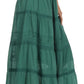 Sakkas Solid Embroidered Crochet Lace Trim Gypsy Bohemian Mid Length Cotton Skirt