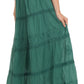 Sakkas Solid Embroidered Crochet Lace Trim Gypsy Bohemian Mid Length Cotton Skirt