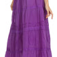 Sakkas Solid Embroidered Crochet Lace Trim Gypsy Bohemian Mid Length Cotton Skirt