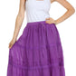 Sakkas Solid Embroidered Crochet Lace Trim Gypsy Bohemian Mid Length Cotton Skirt