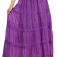 Sakkas Solid Embroidered Crochet Lace Trim Gypsy Bohemian Mid Length Cotton Skirt
