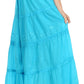 Sakkas Solid Embroidered Crochet Lace Trim Gypsy Bohemian Mid Length Cotton Skirt