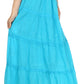 Sakkas Solid Embroidered Crochet Lace Trim Gypsy Bohemian Mid Length Cotton Skirt