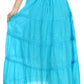 Sakkas Solid Embroidered Crochet Lace Trim Gypsy Bohemian Mid Length Cotton Skirt