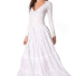 Sakkas Solid Embroidered Crochet Lace Trim Gypsy Bohemian Mid Length Cotton Skirt