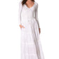 Sakkas Solid Embroidered Crochet Lace Trim Gypsy Bohemian Mid Length Cotton Skirt