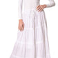 Sakkas Solid Embroidered Crochet Lace Trim Gypsy Bohemian Mid Length Cotton Skirt