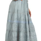 Sakkas Solid Embroidered Crochet Lace Trim Gypsy Bohemian Mid Length Cotton Skirt