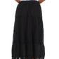 Sakkas Solid Embroidered Crochet Lace Trim Gypsy Bohemian Mid Length Cotton Skirt