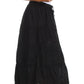Sakkas Solid Embroidered Crochet Lace Trim Gypsy Bohemian Mid Length Cotton Skirt