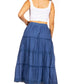 Sakkas Solid Embroidered Crochet Lace Trim Gypsy Bohemian Mid Length Cotton Skirt