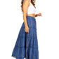 Sakkas Solid Embroidered Crochet Lace Trim Gypsy Bohemian Mid Length Cotton Skirt