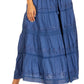 Sakkas Solid Embroidered Crochet Lace Trim Gypsy Bohemian Mid Length Cotton Skirt